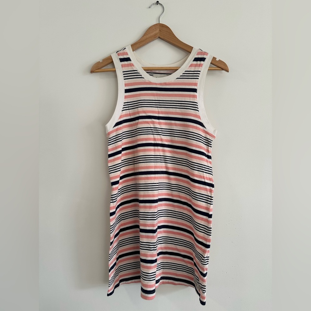 Rhythm Pink Navy Striped Y2K Inspired Sleeveless Mini Dress 100% Cotton